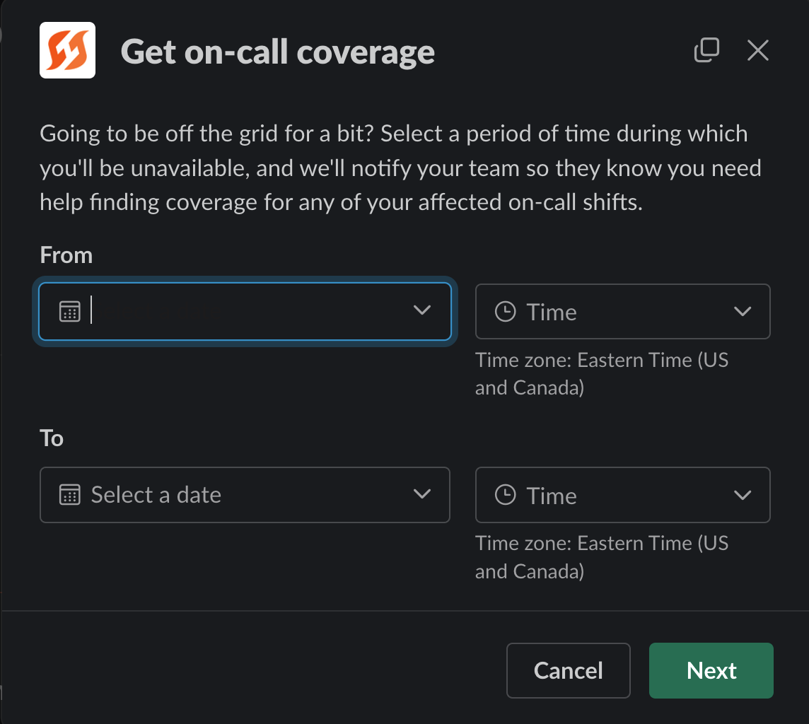 Getting on-call coverage in Slack