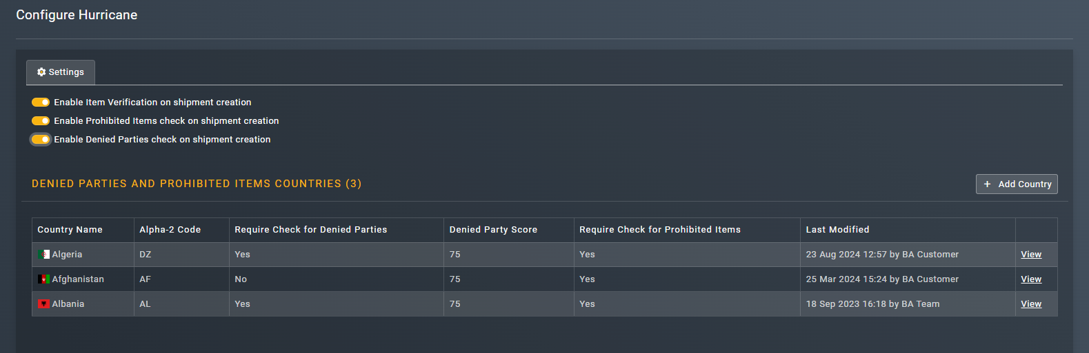 Configuring hurricane services