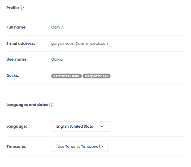 Screenshot of User Profile