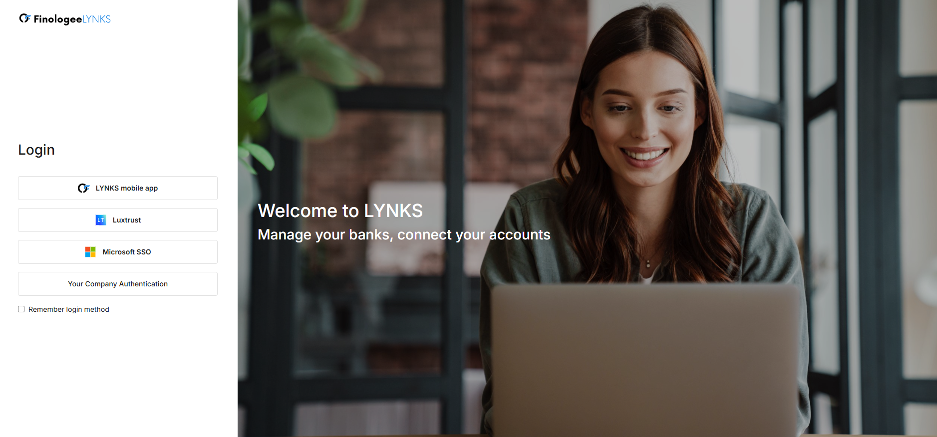 LYNKS Login screen