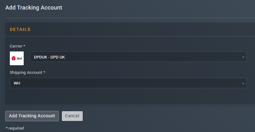 Adding tracking account