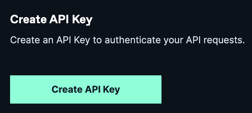Create an API Key button