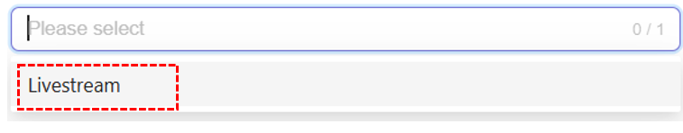 **Select Content Livestream option**