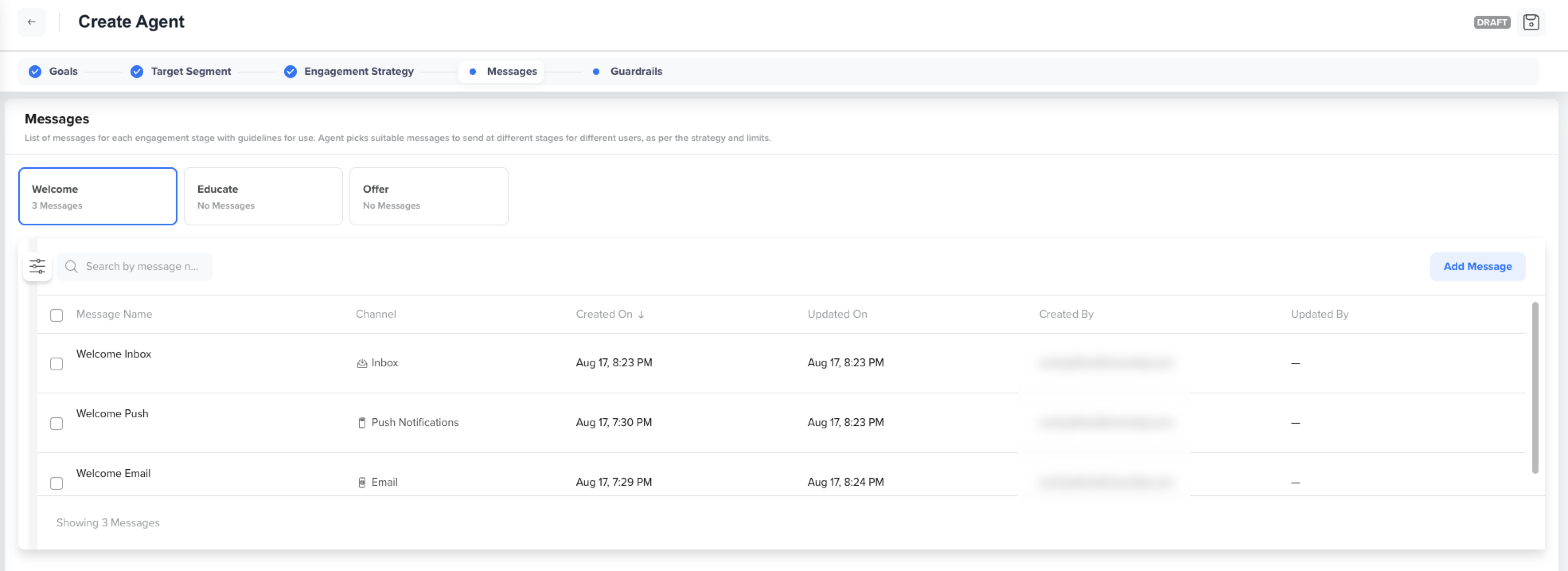 Lifecycle Agent Messages Example