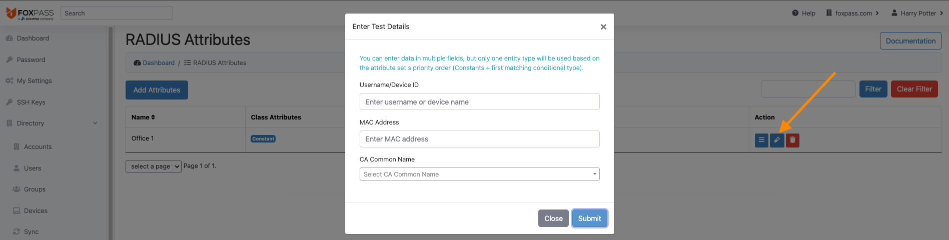 Test RADIUS Attributes
