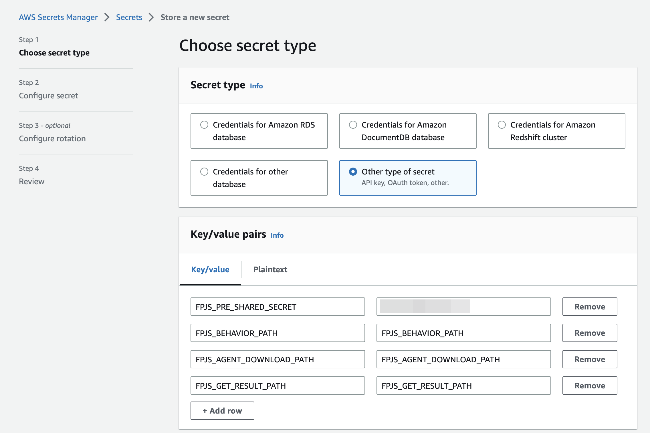 Secrets Manager configuration.