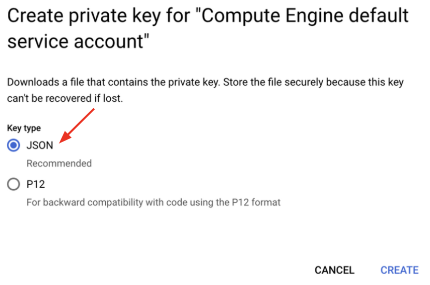 GCS Service Account JSON Key