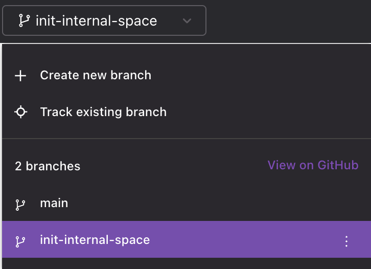New branch is created in the Branch Selector.