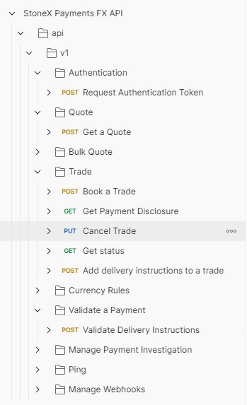 StoneX APIs in Postman