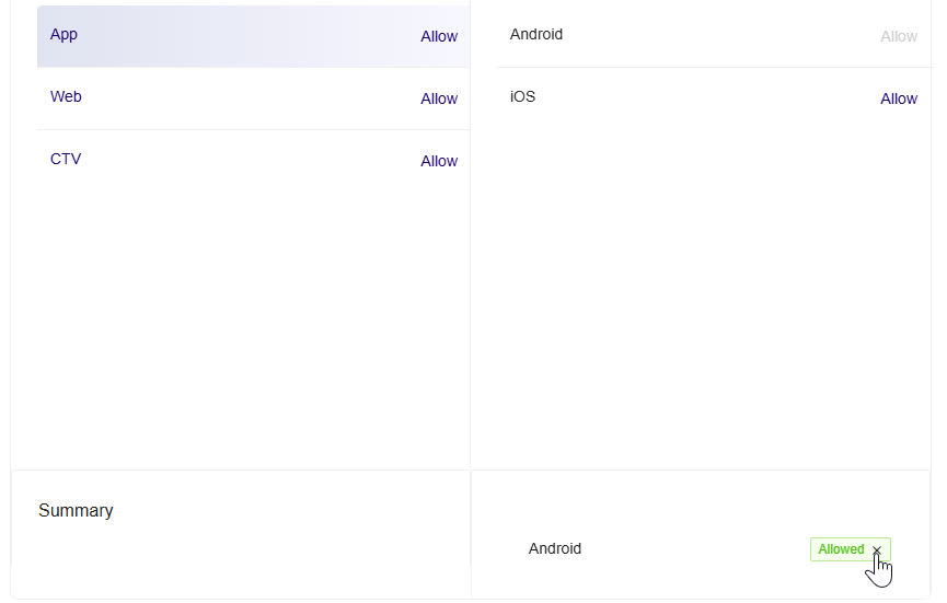 **Removed selected Device OS option**