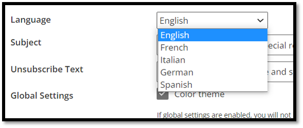 Language drop down