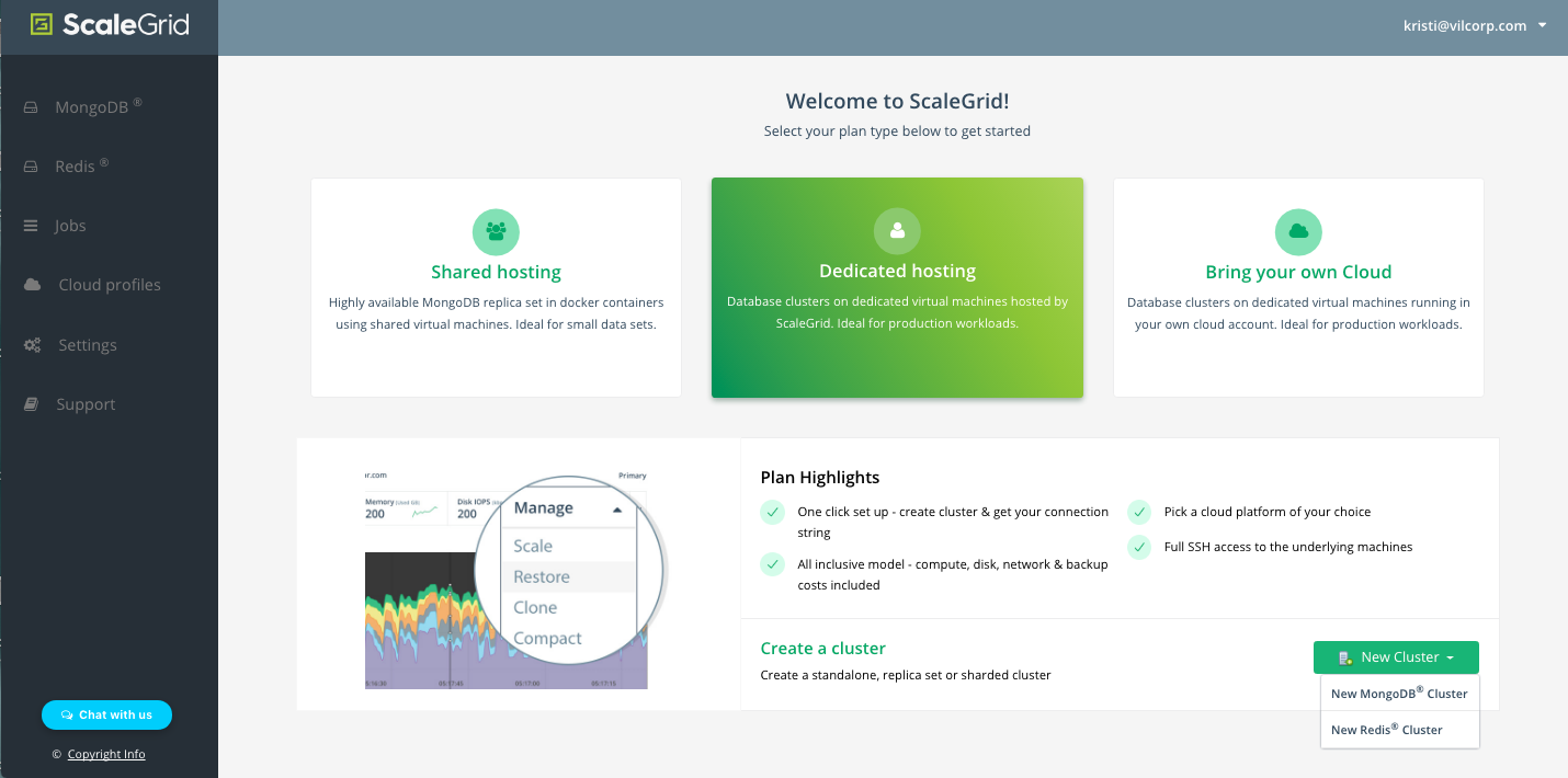 New MongoDB Cluster: Dedicated Hosting - ScaleGrid