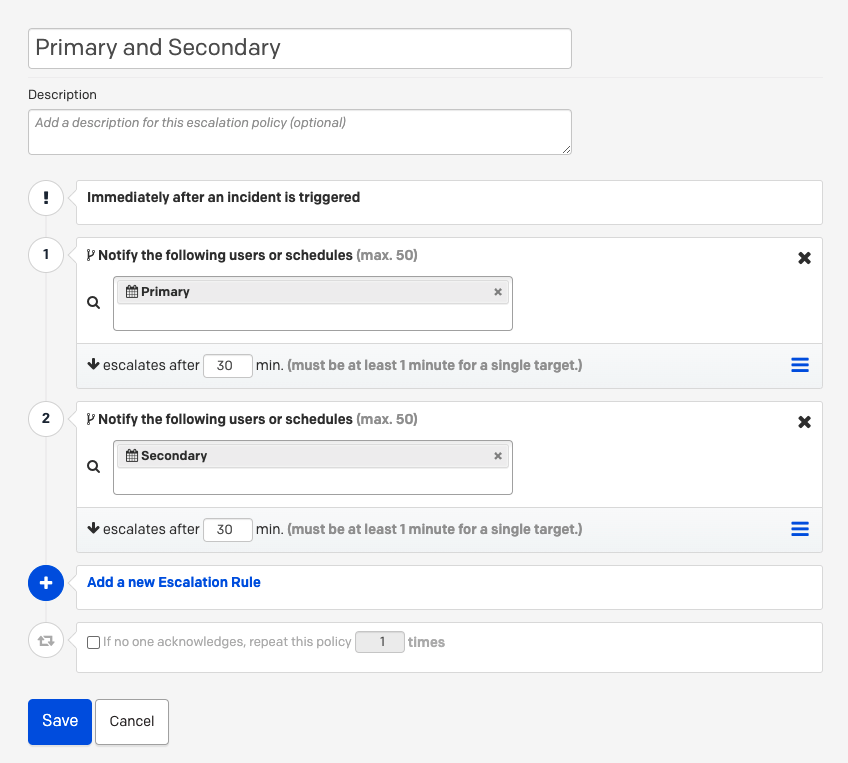 Example 5, escalation policy