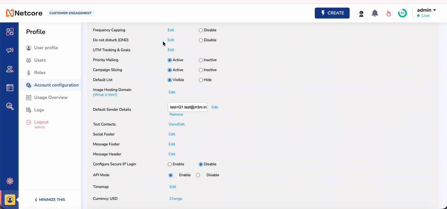Setting up Account Configuration