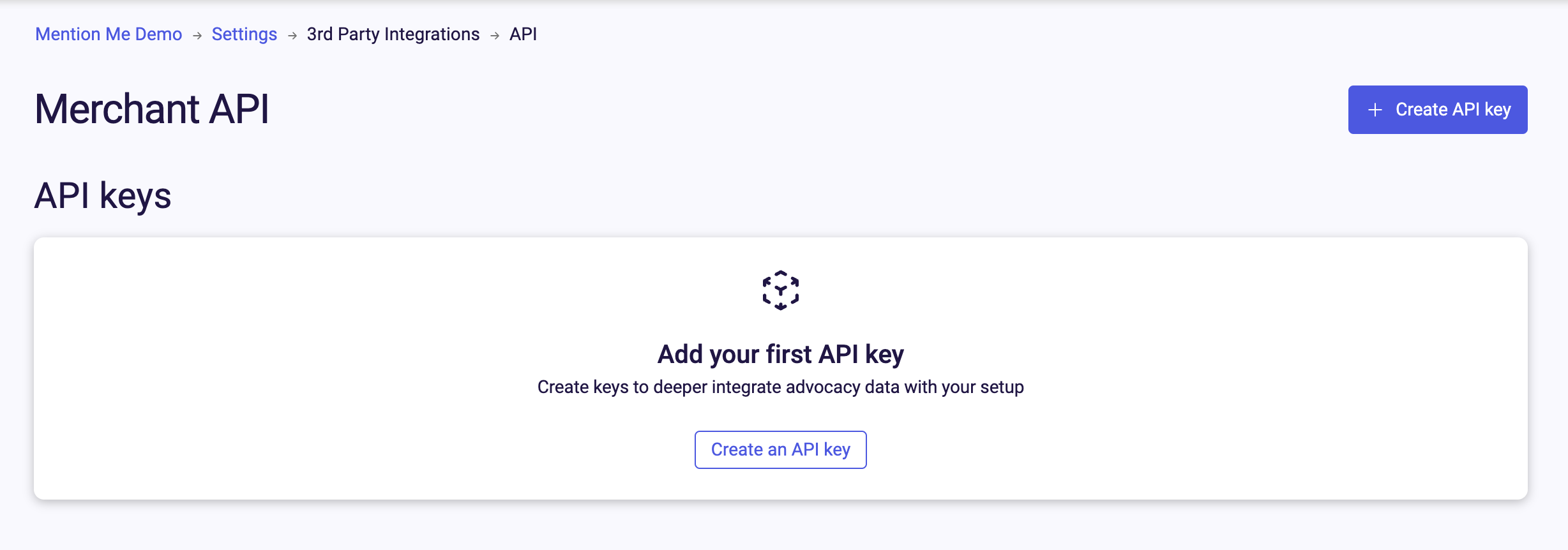 API Settings page