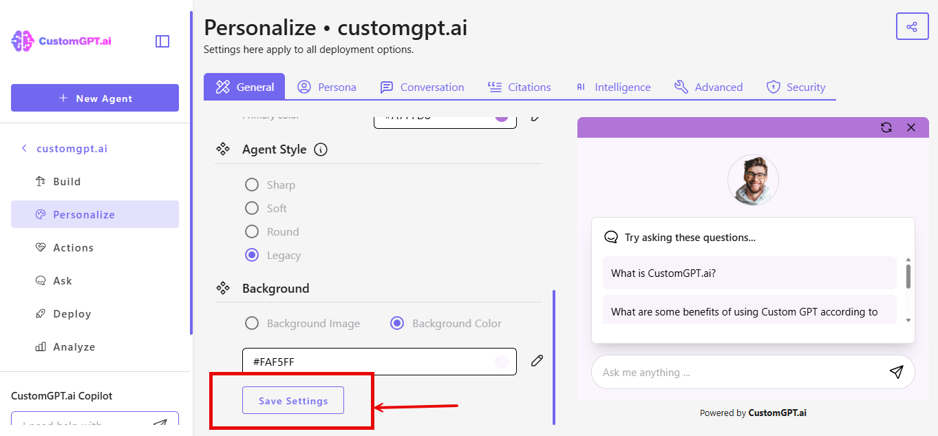Step 5 - Save settings