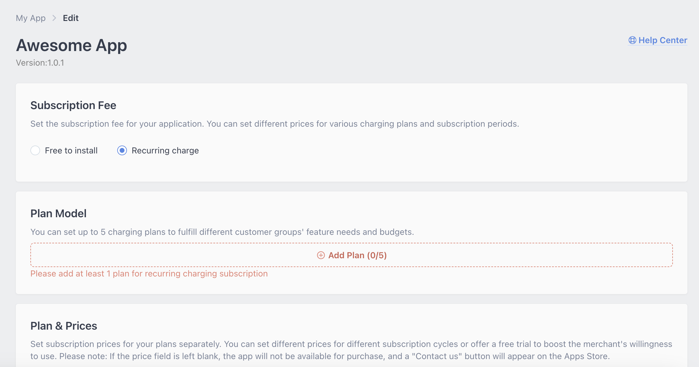 Subscription Fee - Recurring charge