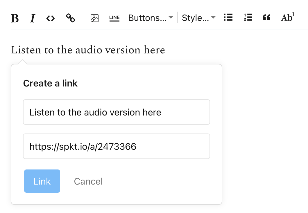 Linking to SpeechKit audio in a Substack post.png