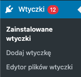 Przejdź do zakładki "Zainstalowane wtyczki".