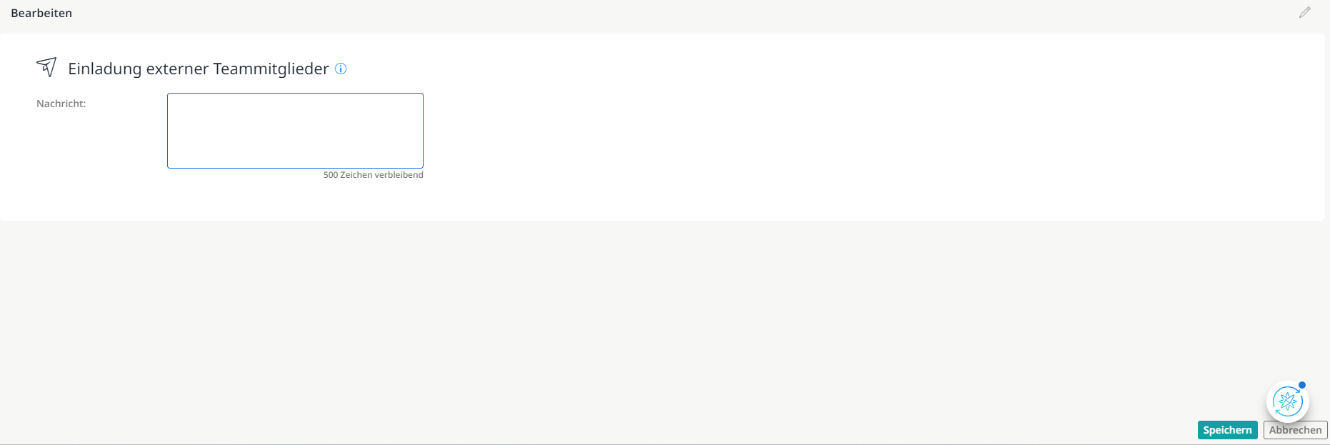 Eine Einladungsnachricht eingeben und speichern
