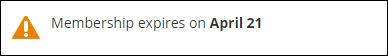 Viewing a Membership Expires Soon' alert example