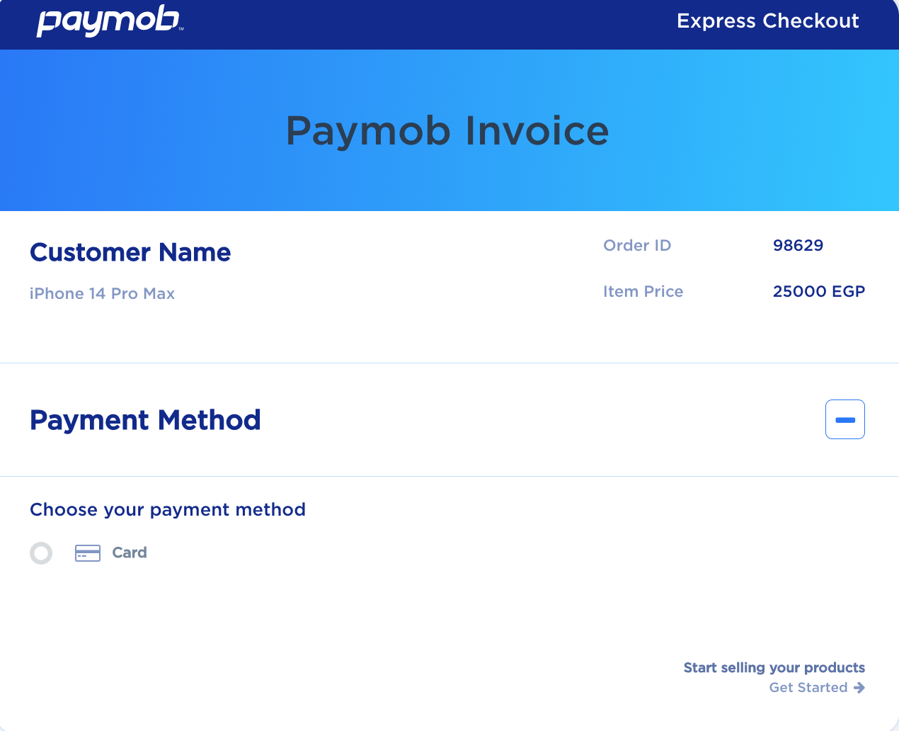 Accept dashboard - Invoice Pay.