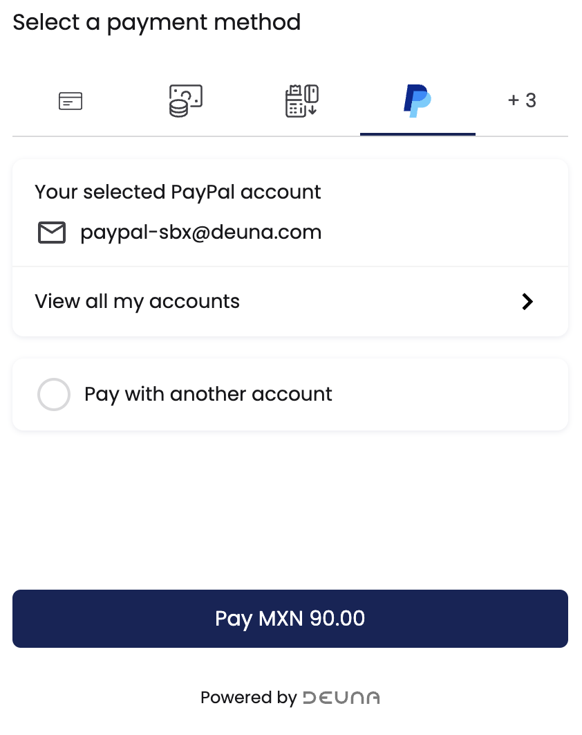 Payment Widget View - Multiple PayPal accounts