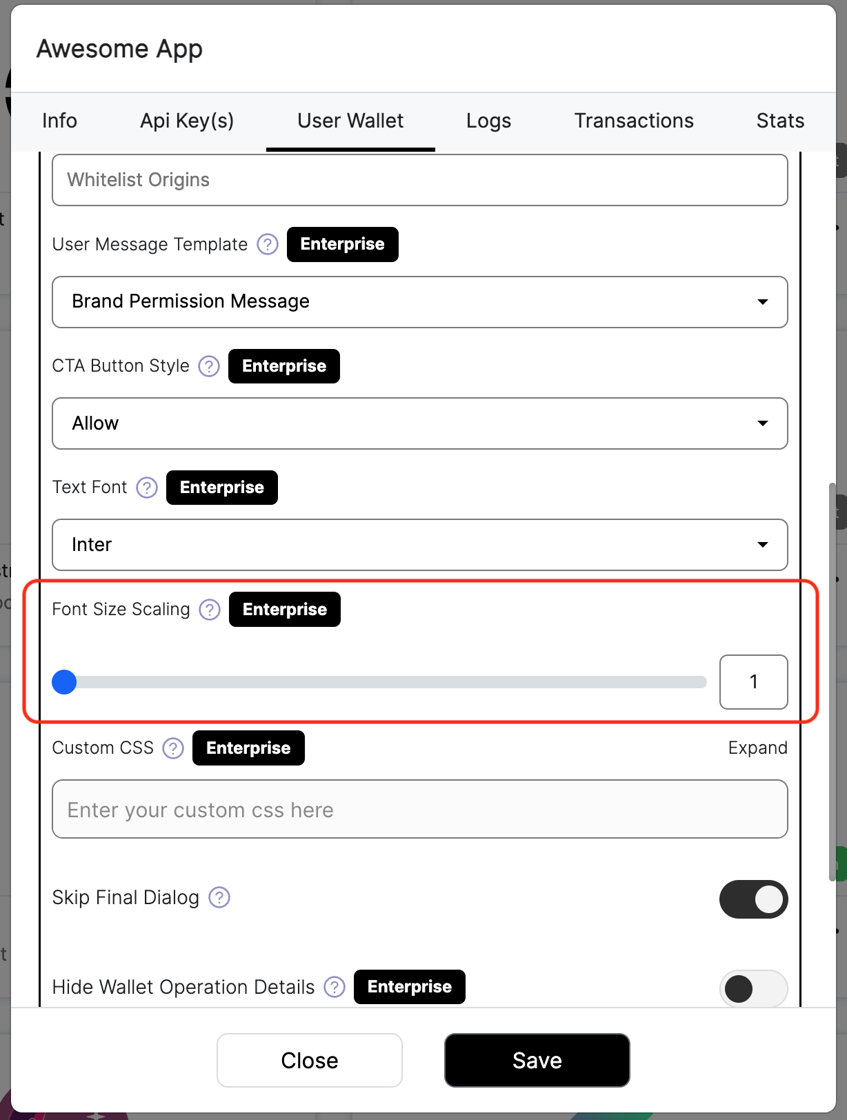 Customize text size