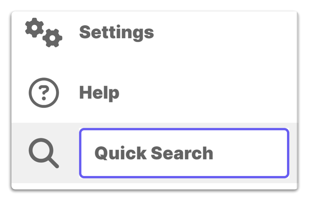 Screenshot of Quick Search bar