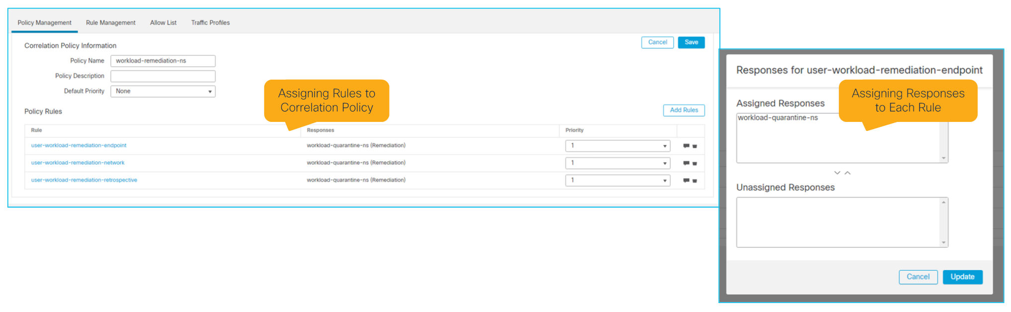 Figure 35: Correlation Policy and Assigned Responses