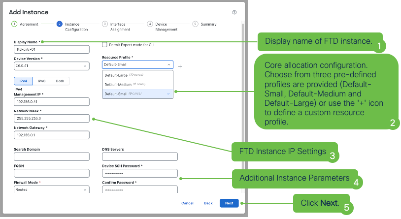 **Figure 13:** Instance Creation Wizard - Configuration