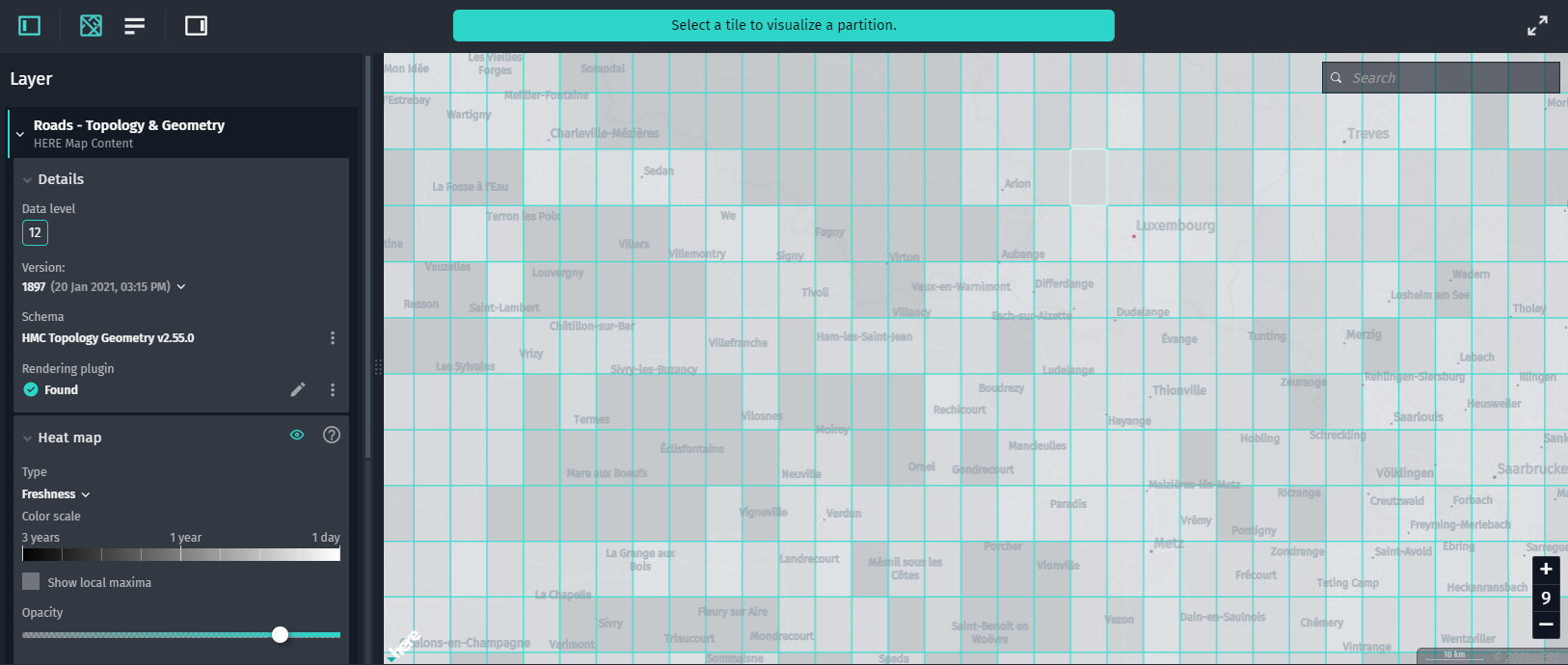 Data freshness heat map