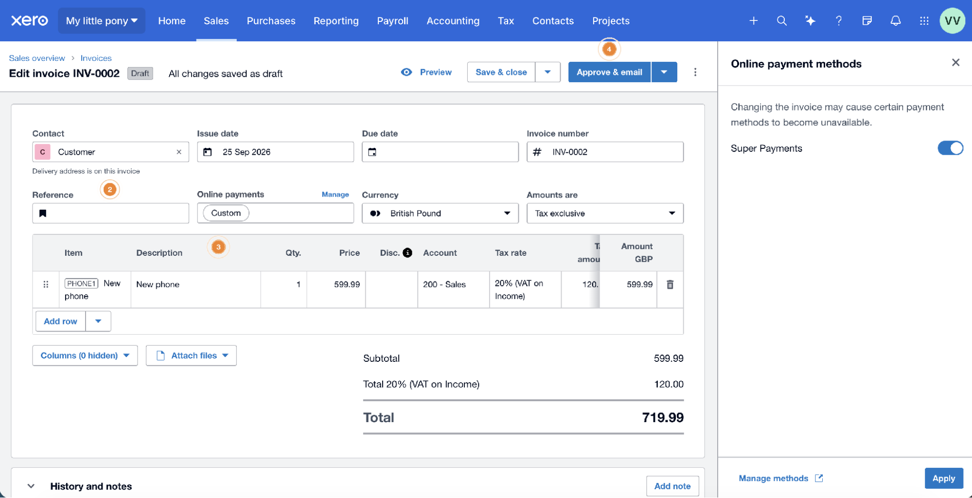 Select Super Payments in Online payment methods