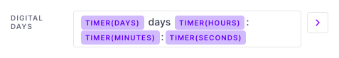 Timer tags when the format D:hh:mm:ss has been selected