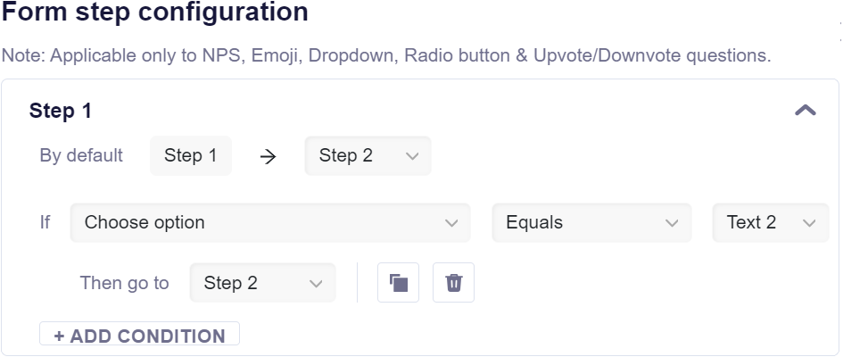 Configure form steps as per your preference