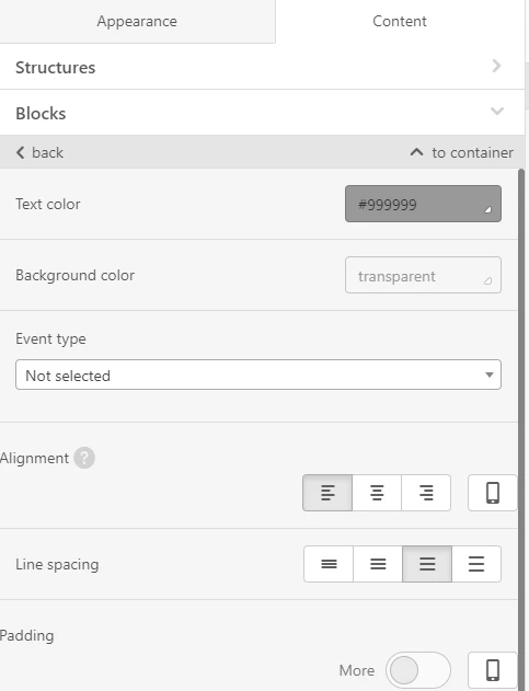 Parameter settings