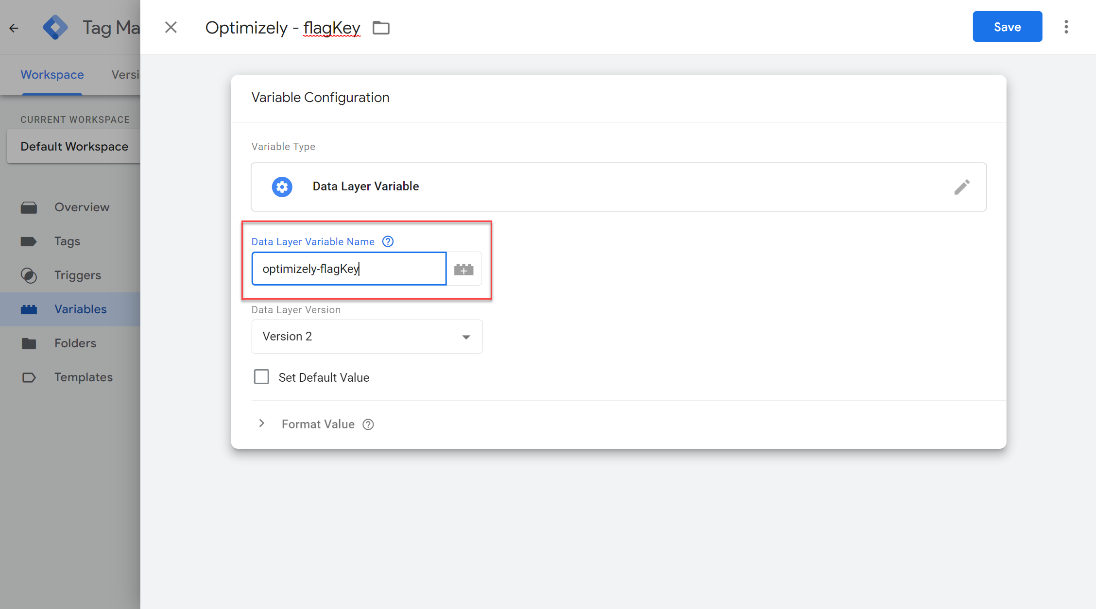 name data layer variable