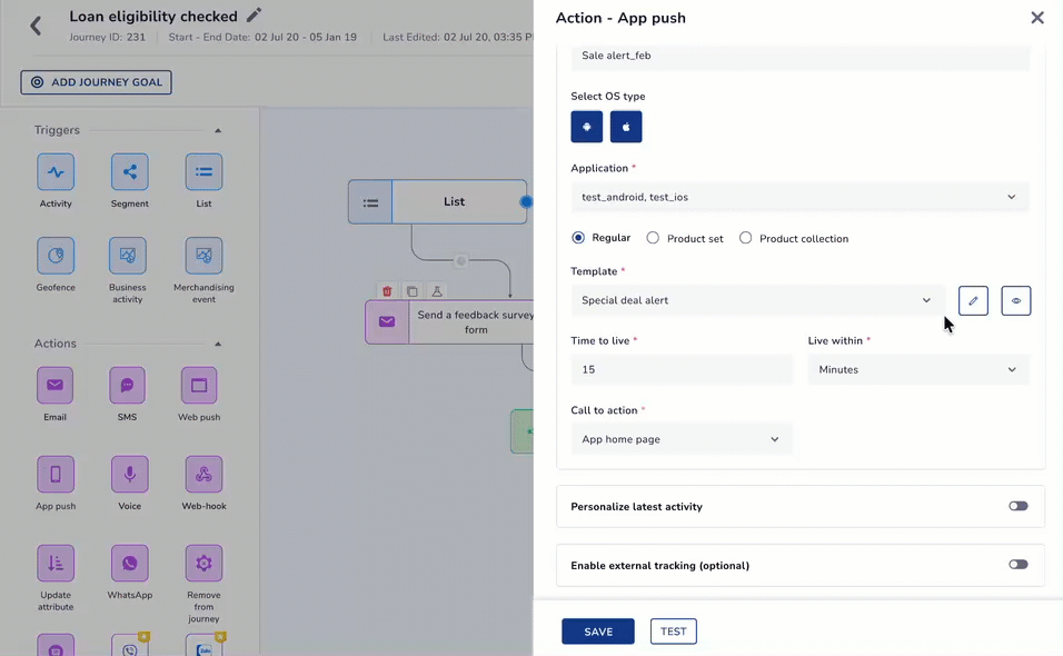Edit Template from App Push Node