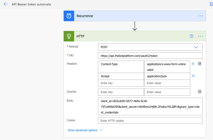 How to use a Bearer Token in the default HTTP acti - Power