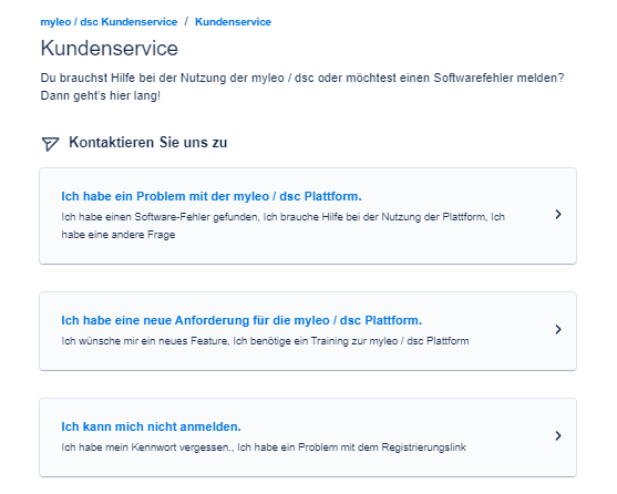 myleo / dsc Support-Portal