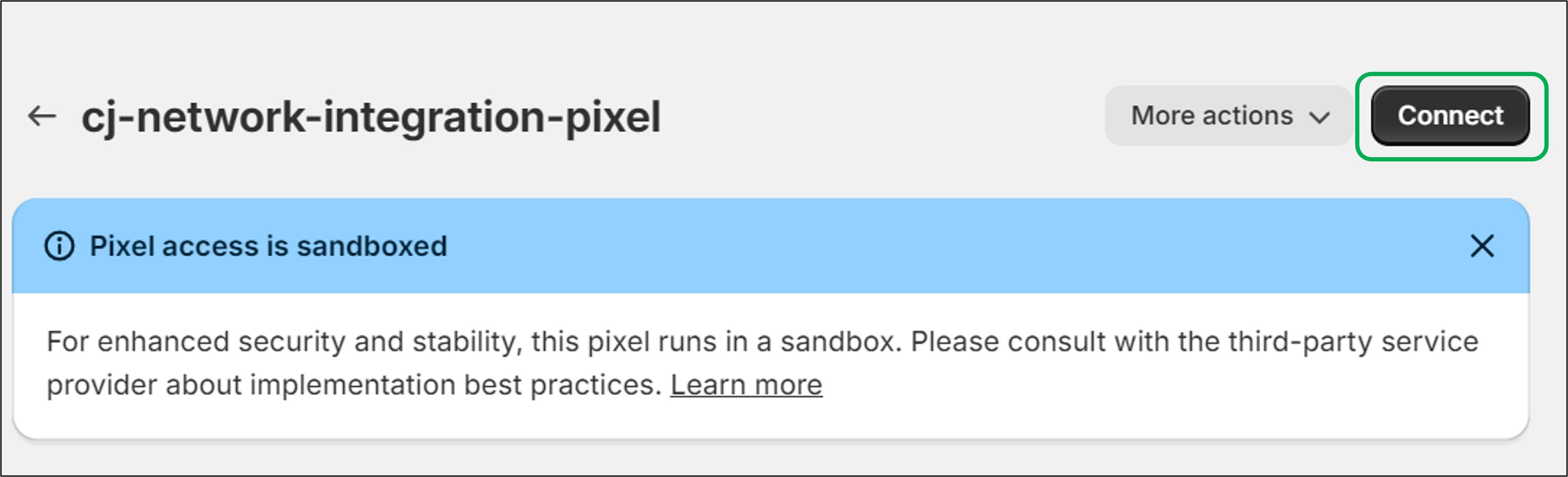 Connect button to initialize the custom pixel