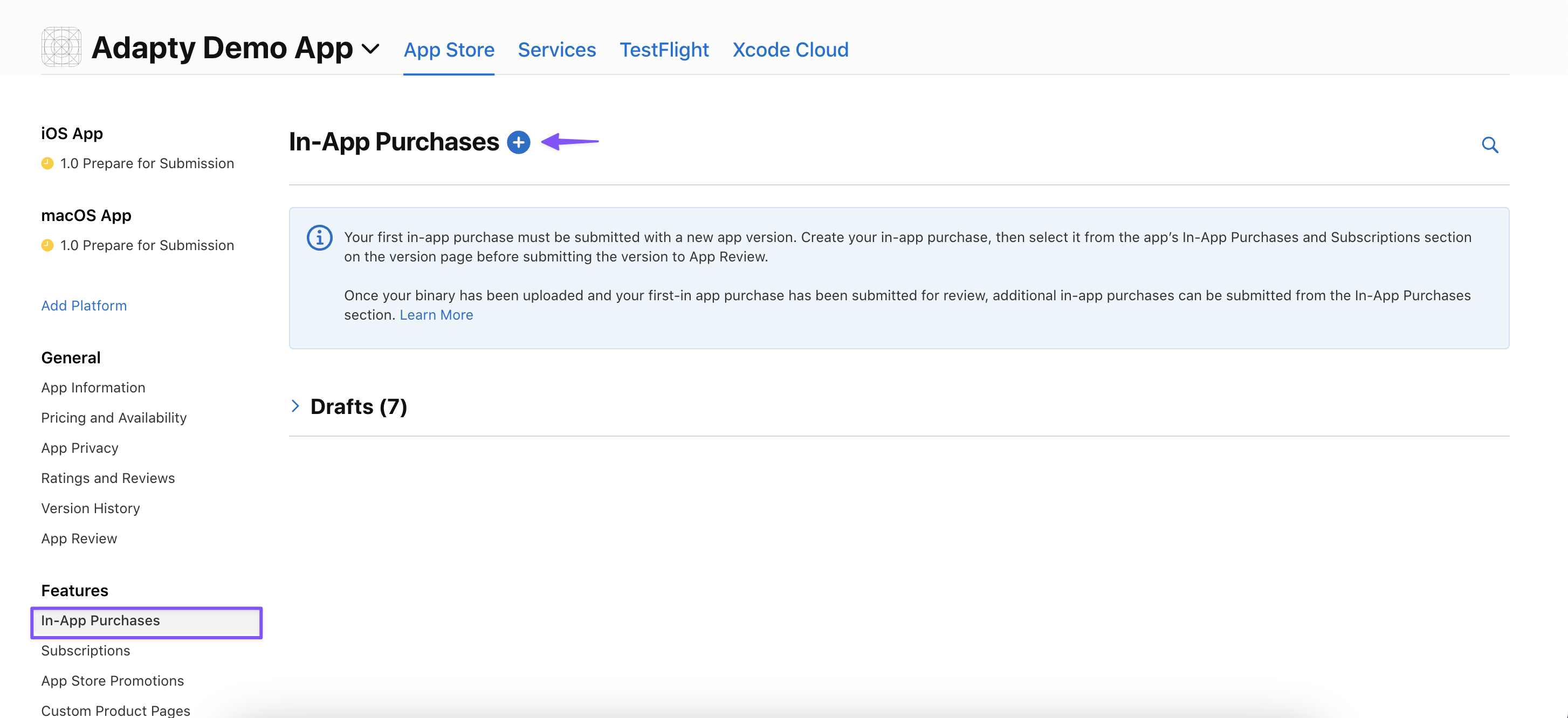 Create an In-App Purchase in App Store Console