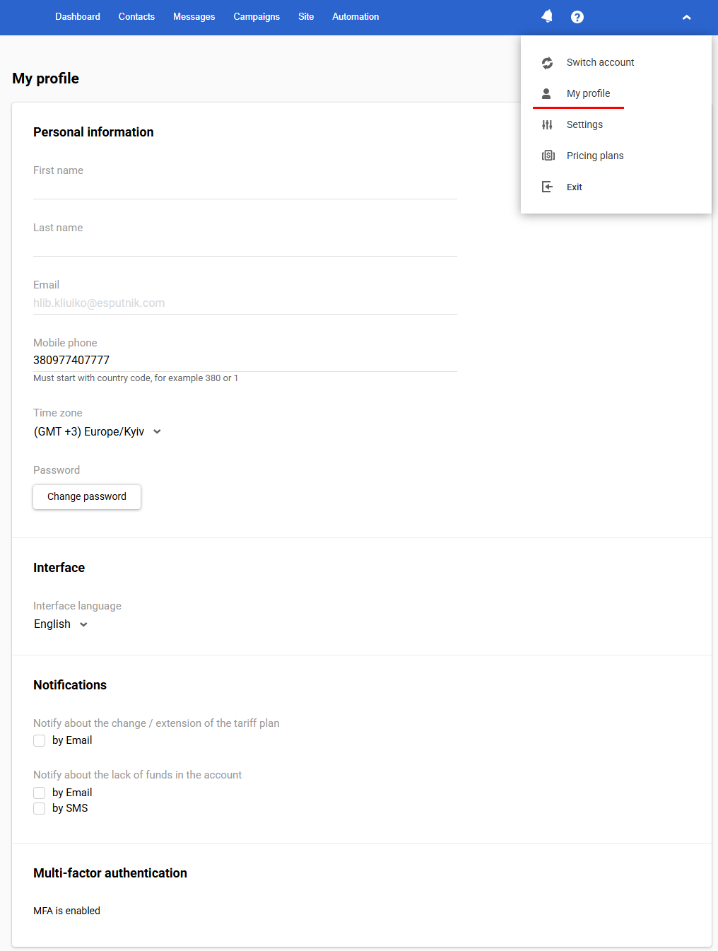 My profile