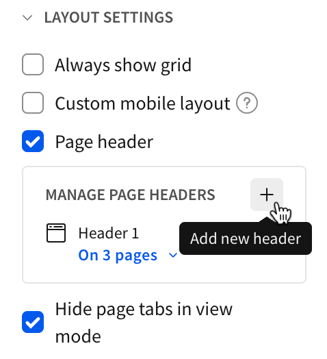 A user hovers over the add new header option.