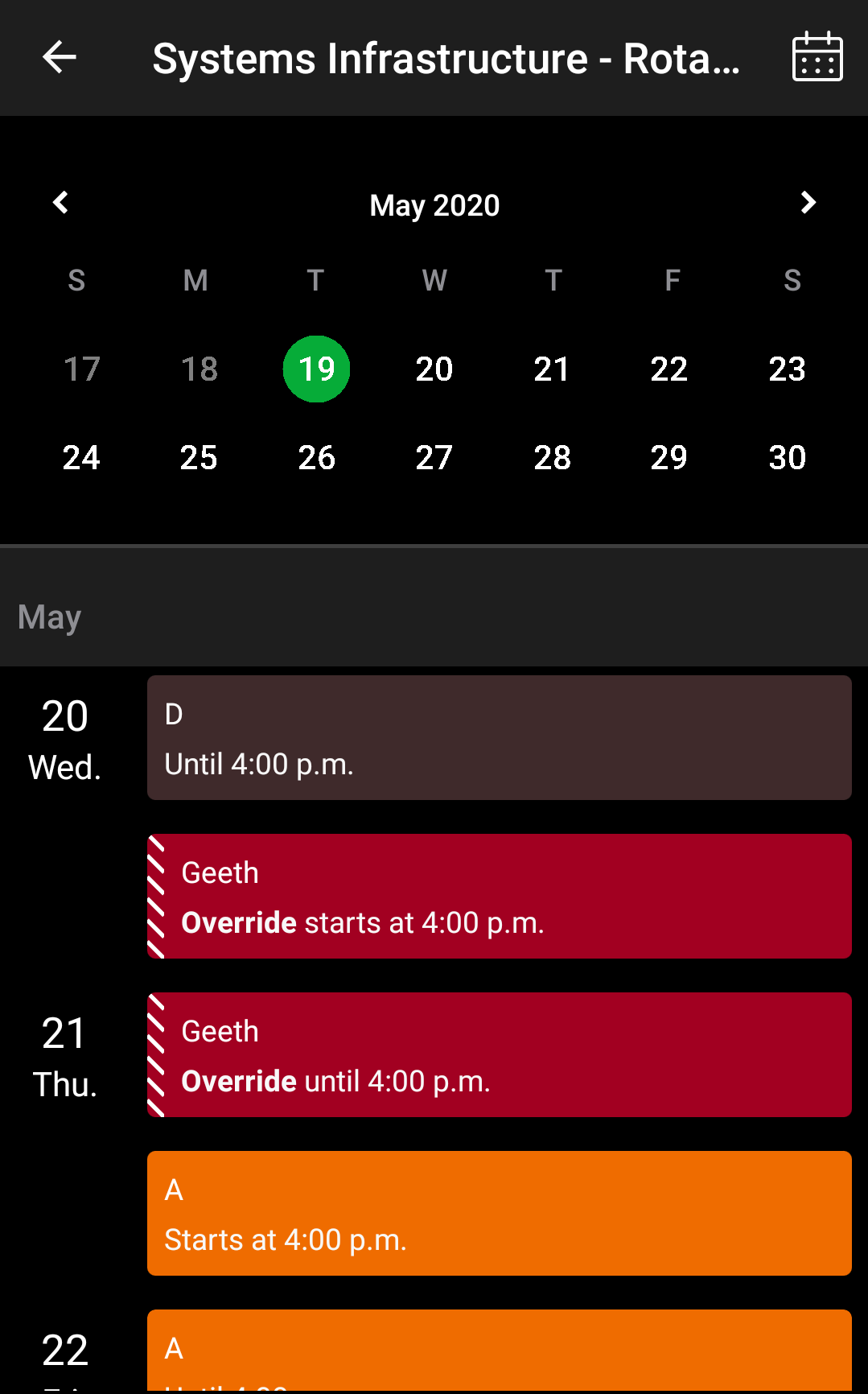 Scheduling overrides