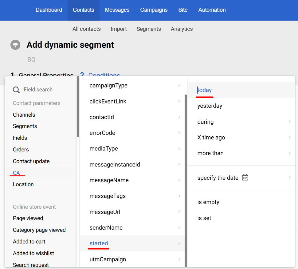 Dynamic segment