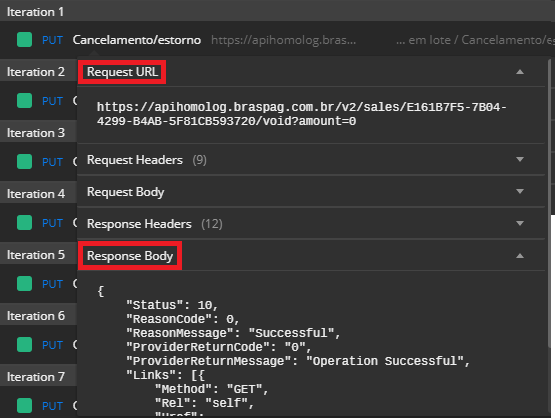 Instrução para clicar nas opções 'Request URL' e 'Request Body' e analisar que tudo foi executado conforme esperado
