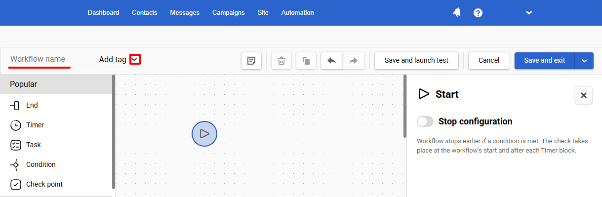 Workflow name and tags