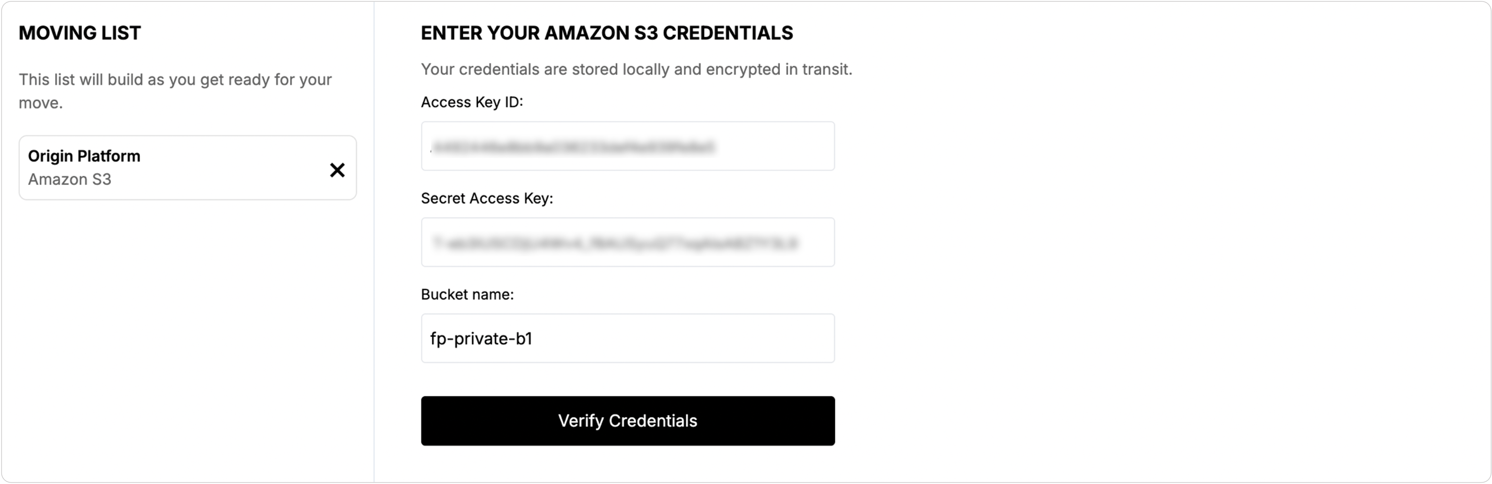 AWS Source credentials validation