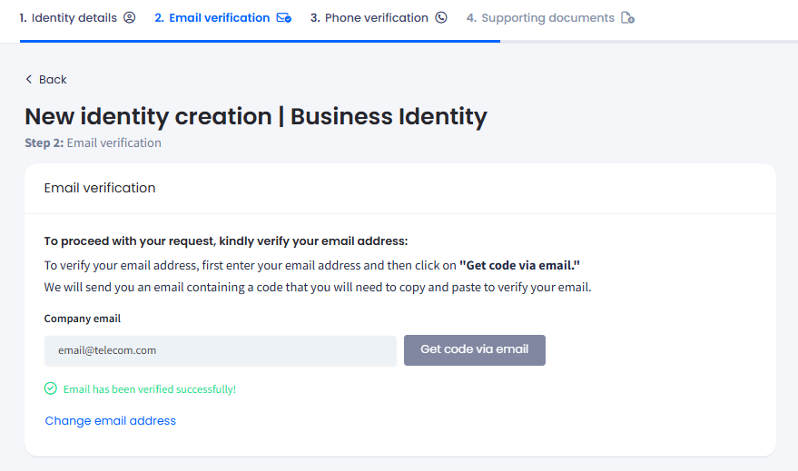 Screenshot with the Change email address link